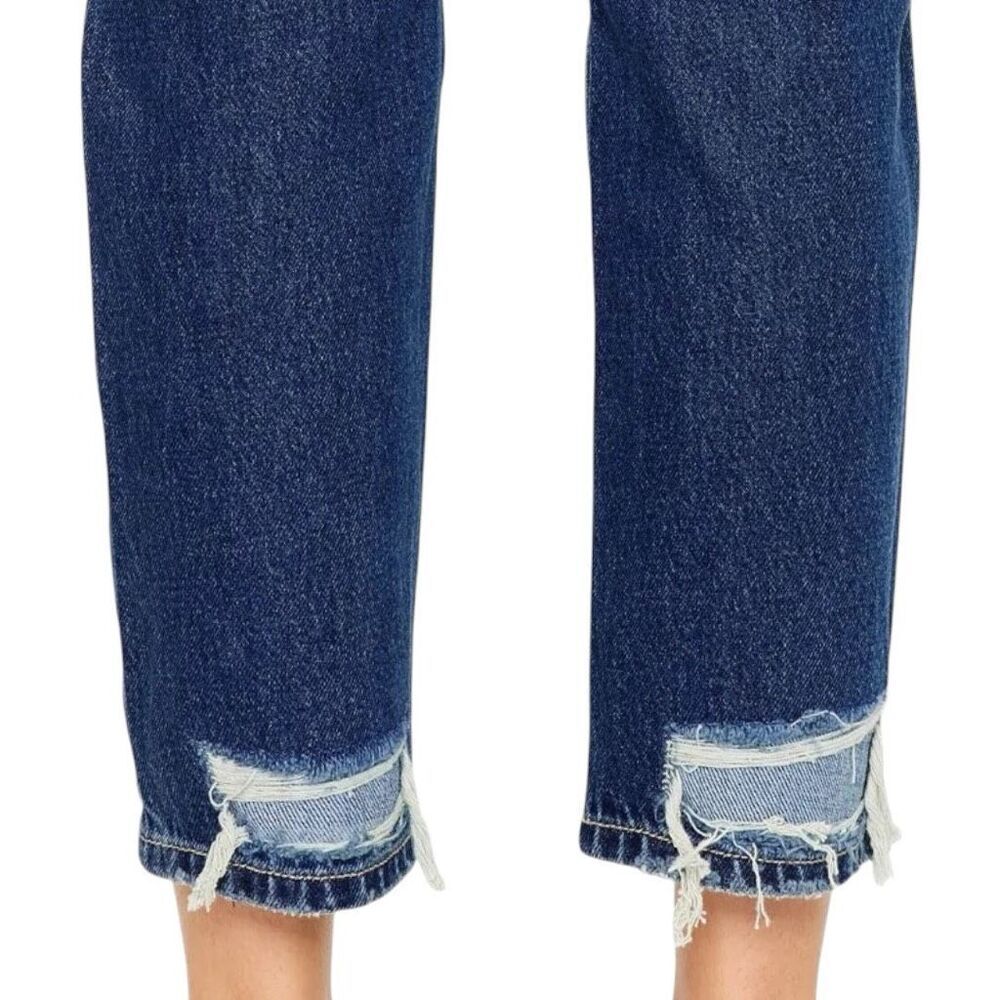 Kancan Ultra High Rise Dark Wash Cropped Distressed Mom Fit Jeans 15/31 NWT - Picture 10 of 16